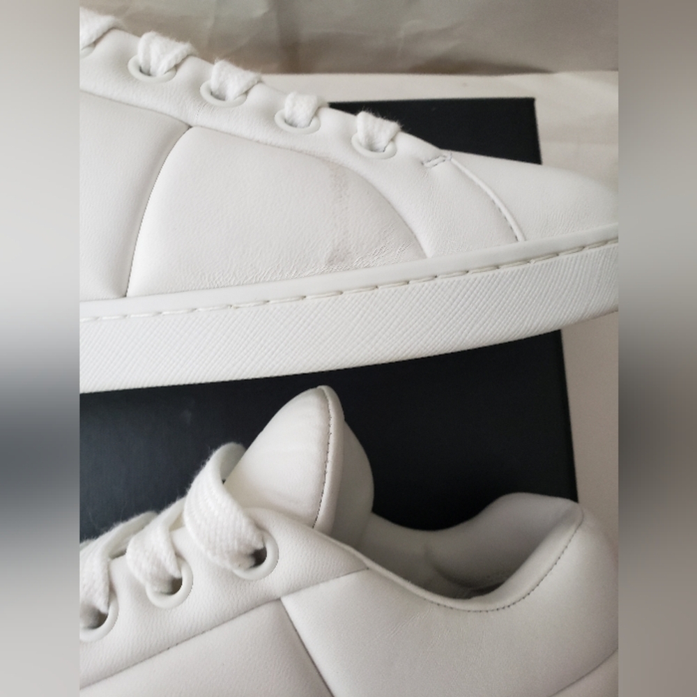 Prada Triangle Logo Padded Sneakers White Leather New - Picture 13 of 16
